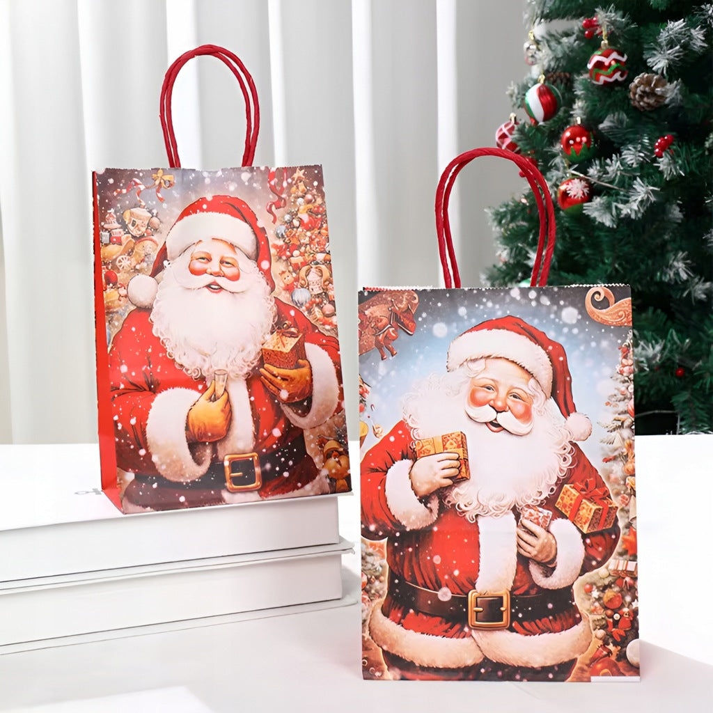 Torba Papierowa z uchwytem skręcanym 330x120x260 brązowa Mikołaj 4szt.