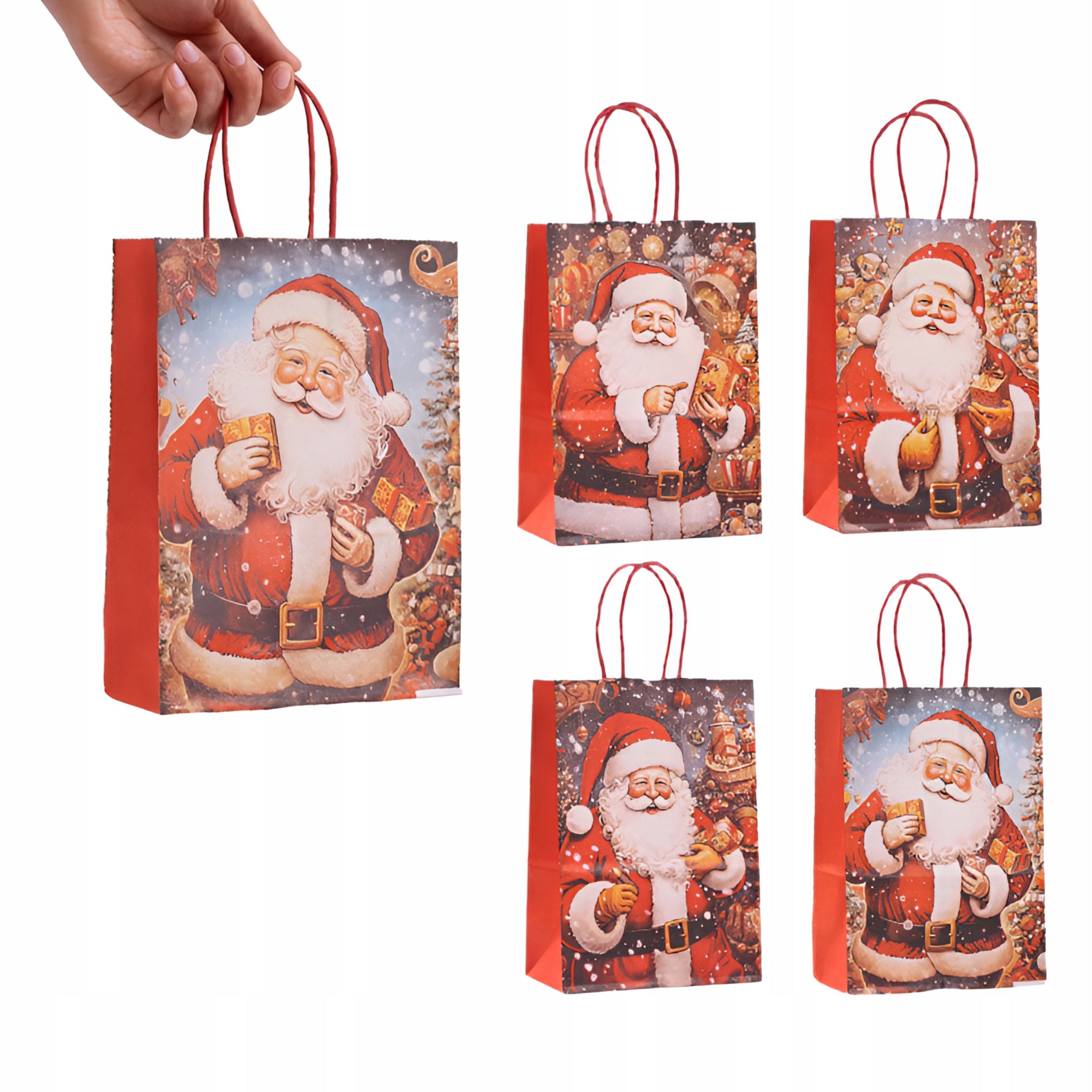 Torba Papierowa z uchwytem skręcanym 330x120x260 brązowa Mikołaj 4szt.