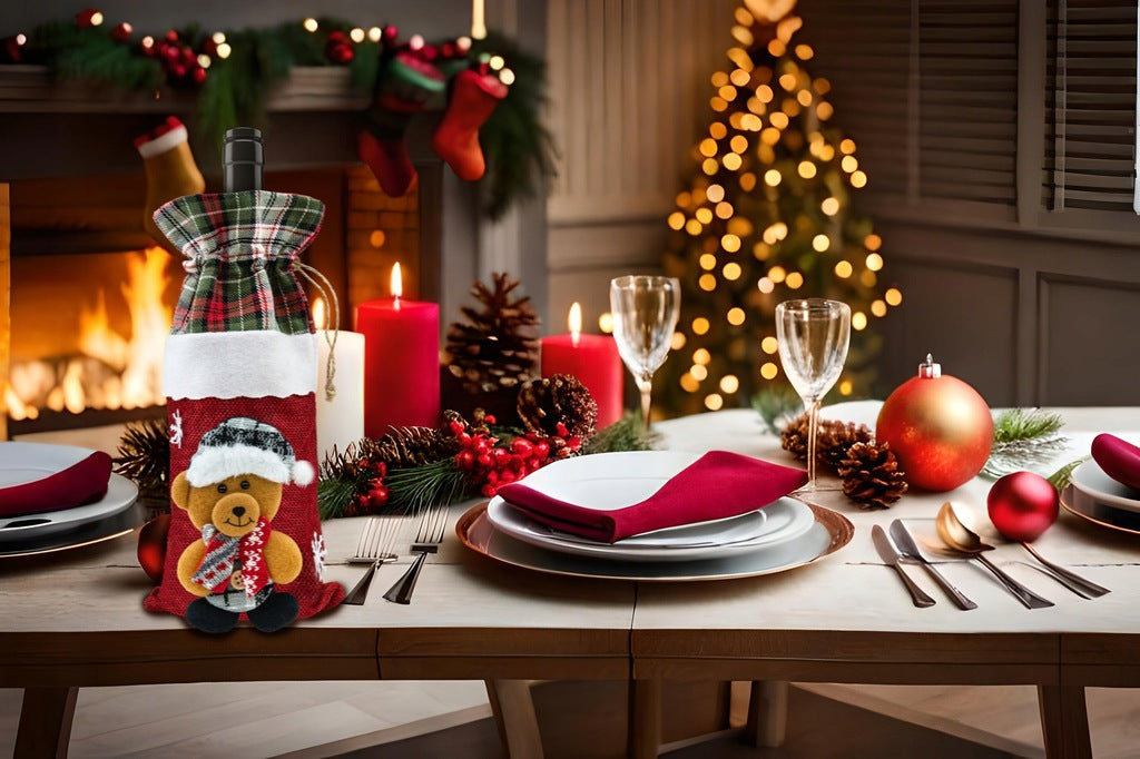 Świąteczne ubranie na butelkę zestaw 4szt.