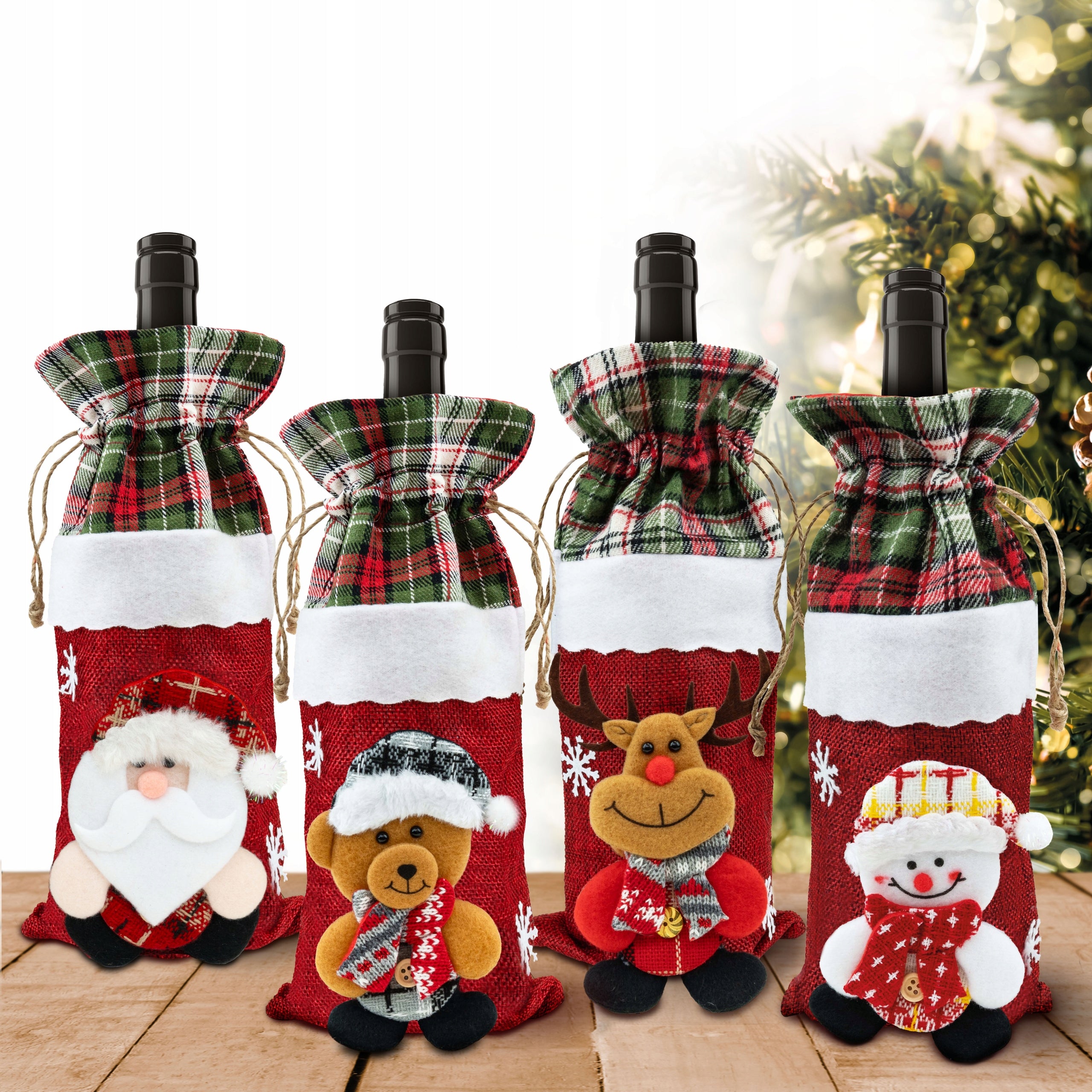 Świąteczne ubranie na butelkę zestaw 4szt.
