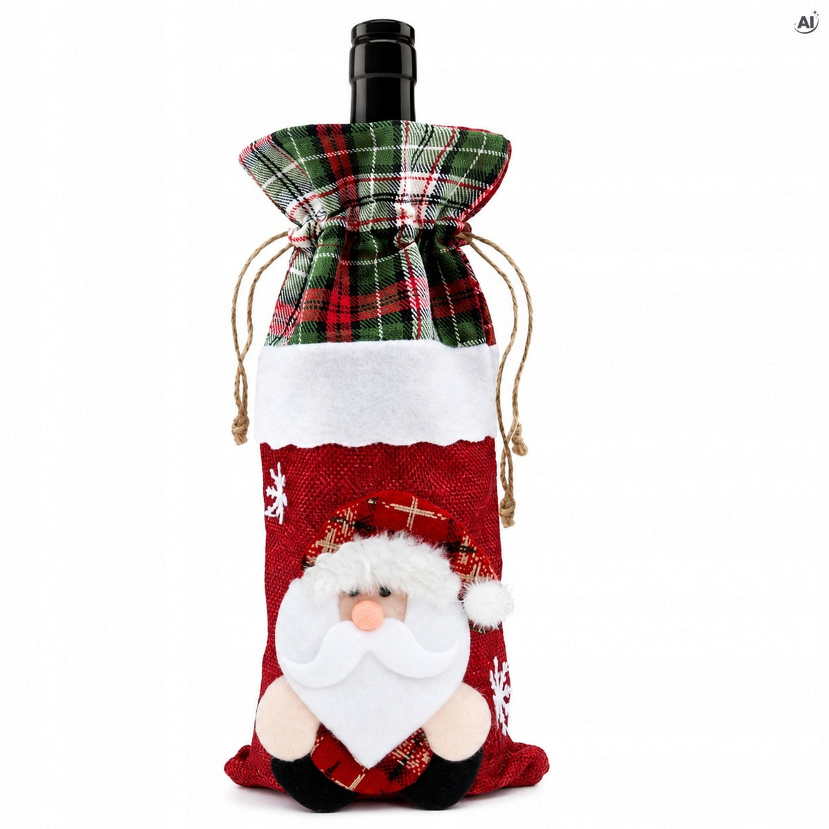 Świąteczne etui na butelkę, motyw Mikołaja, 32 cm