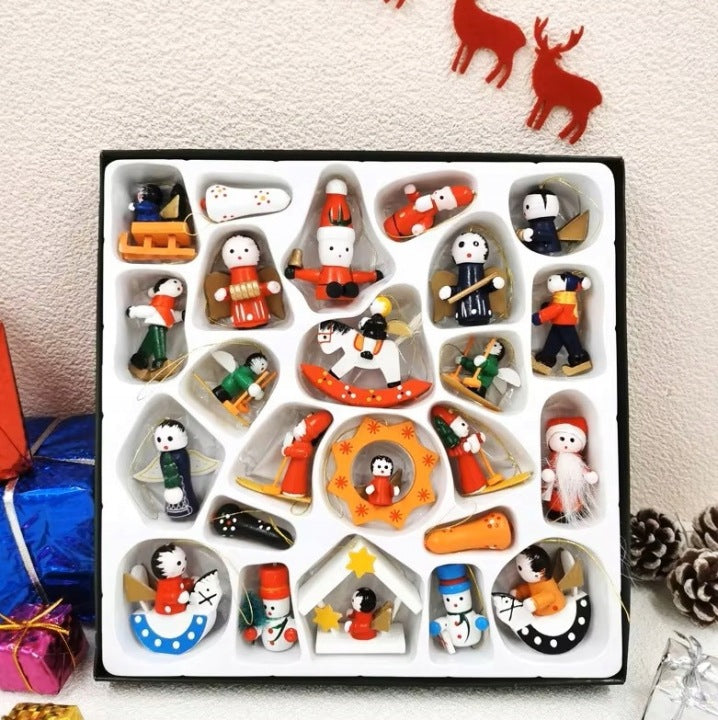 Drewniane zawieszki choinkowe 24 szt. ozdoby świąteczne