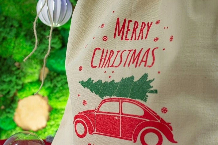 Świąteczna Worek Bawełniany 250x250mm Ecru