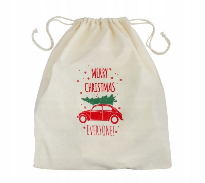 Świąteczna Worek Bawełniany 250x250mm Ecru