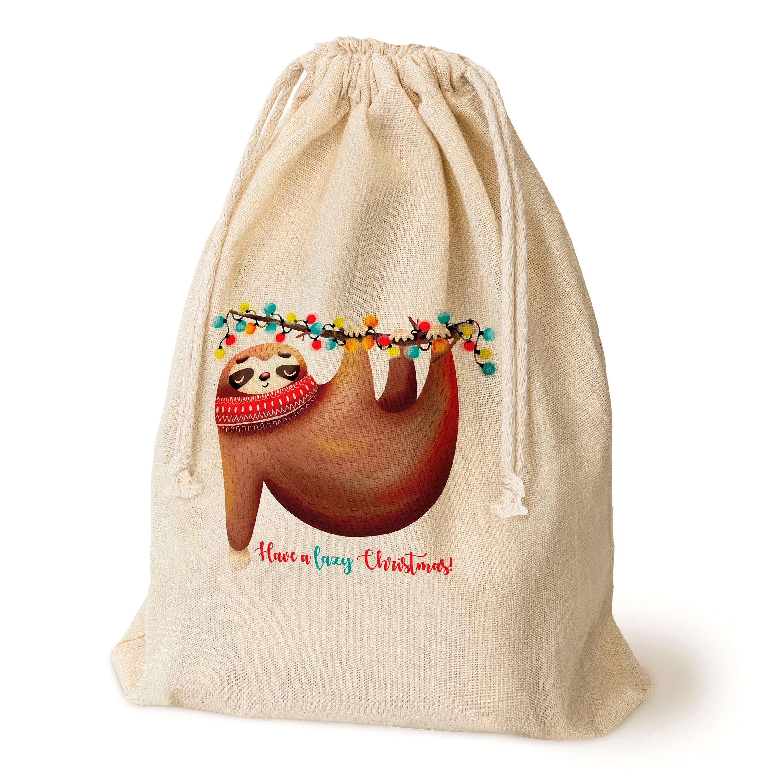 Świąteczny Worek Bawełniany 30×45cm –  Ekologiczny, z Nadrukiem