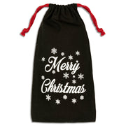 Worek świąteczny bawełniany 130x270 mm czarny Merry Christmas biały nadruk