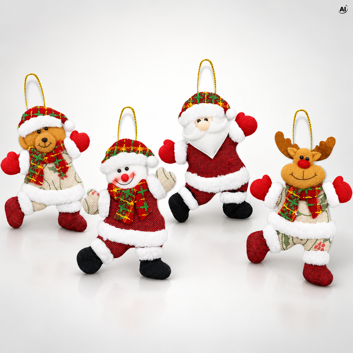 Zawieszki na choinkę, zestaw świąteczny 4 szt., 19 cm