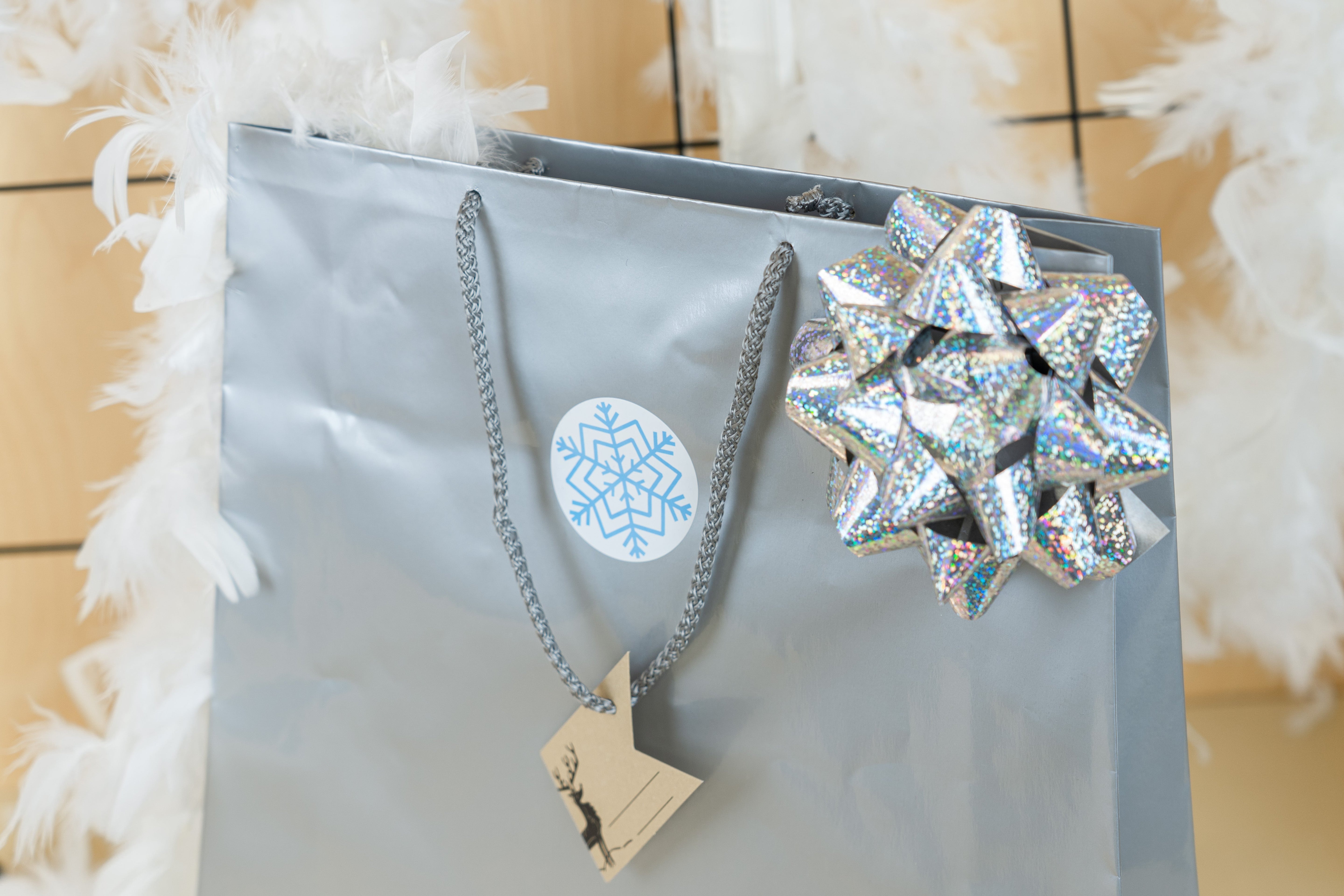 Zestaw torebek Świątecznych do pakowania prezentów GRANATOWO SZARY