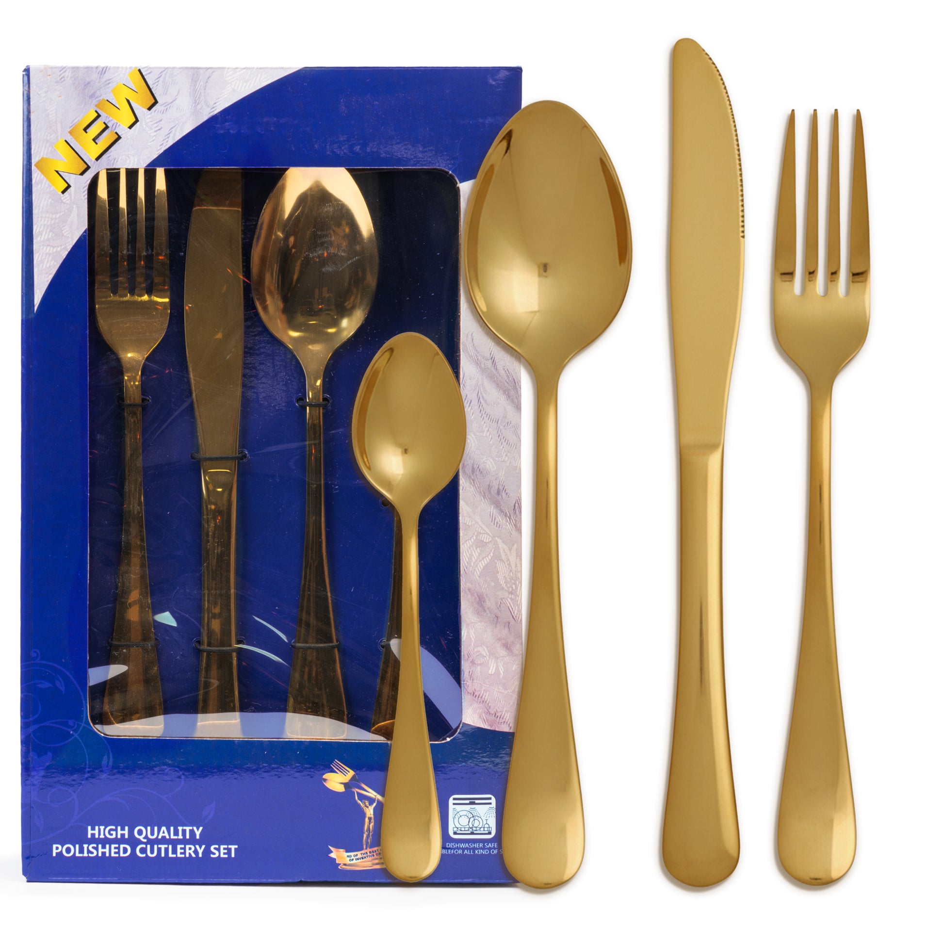 Zestaw Sztućcy Złote 16 elementów