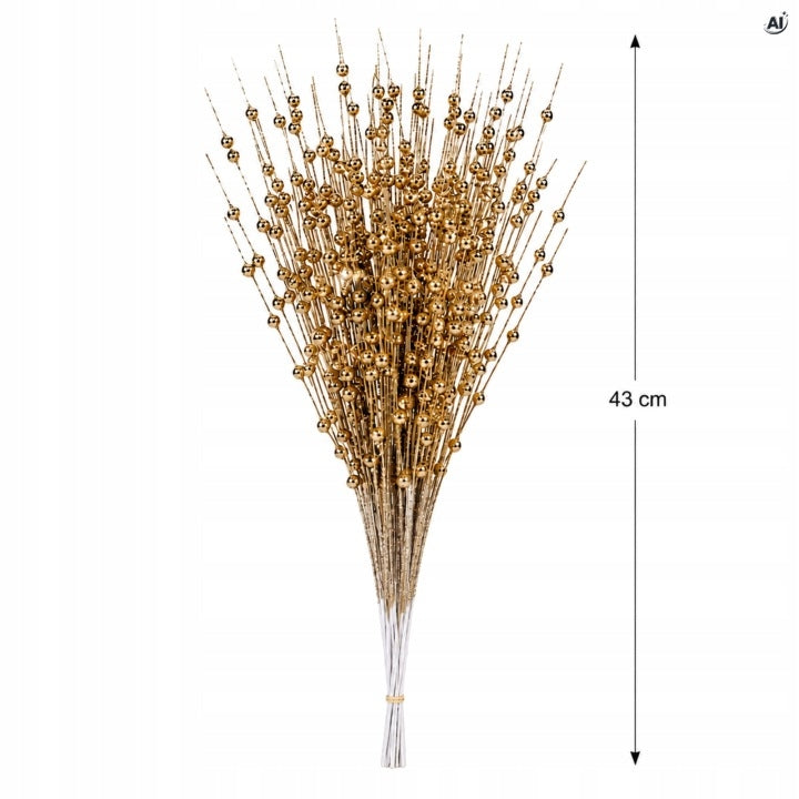 Sztuczne Gałązki Złote Brokatowe 43 cm
