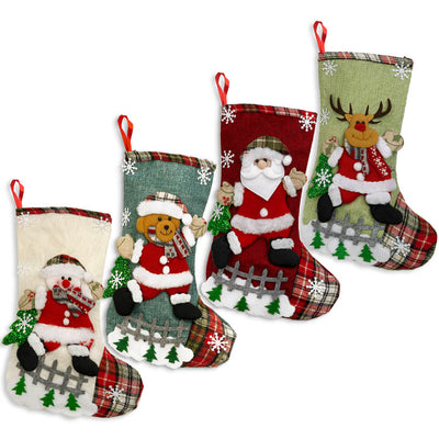 Skarpety świąteczne zestaw 4 sztuki ozdoby na kominek