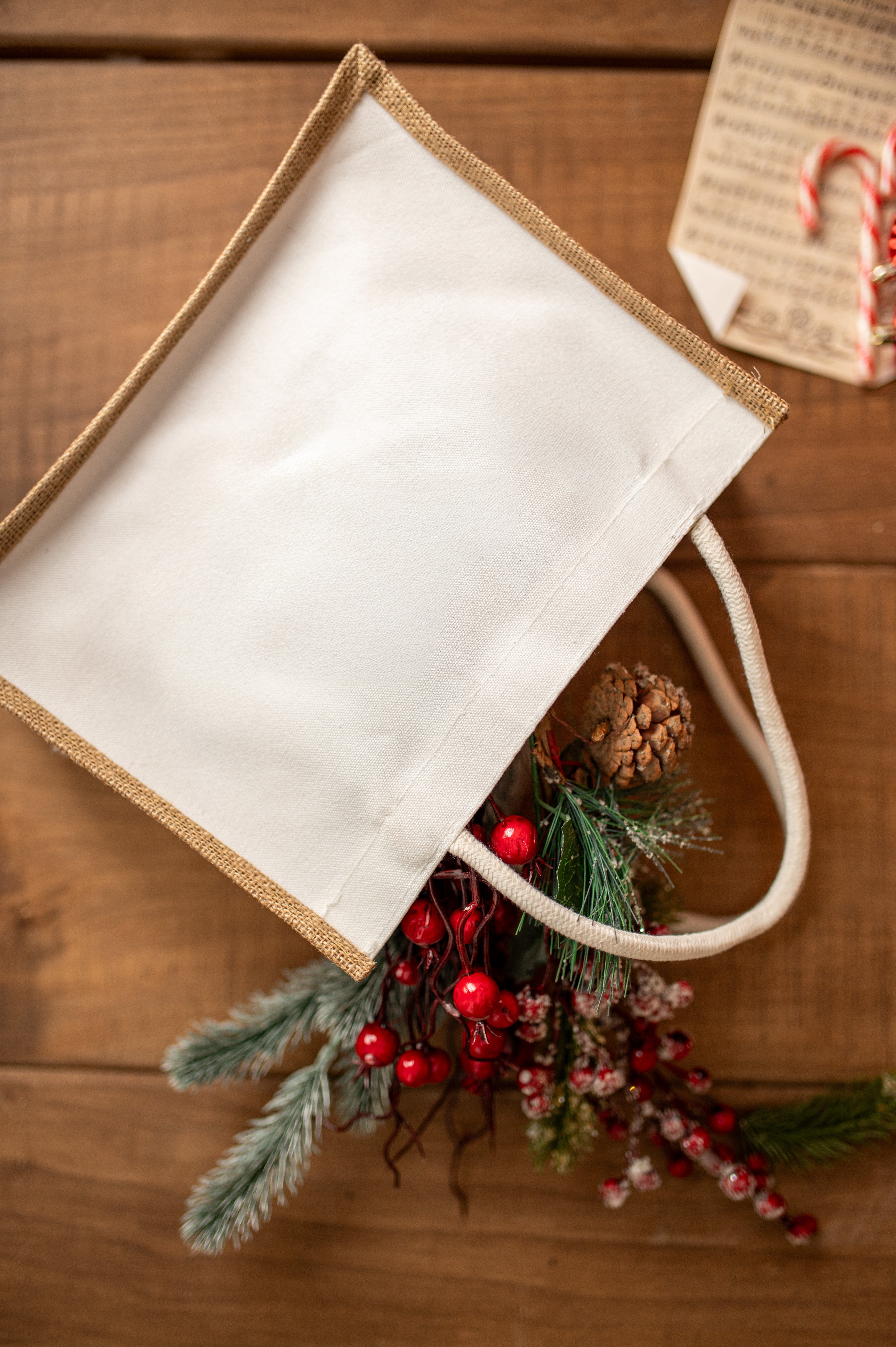 Torba Jutowa Brązowa Białą 320x210x130mm