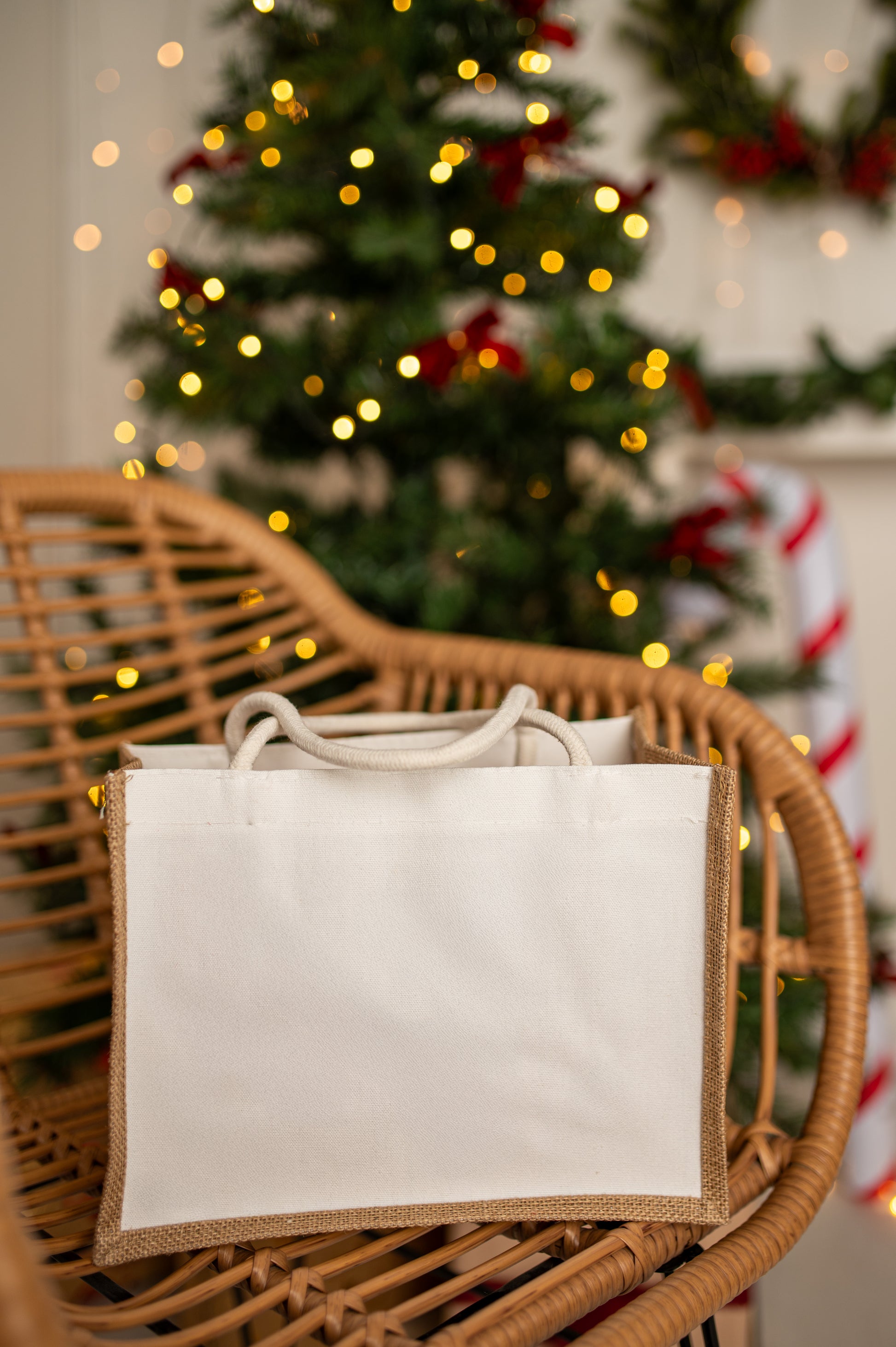 Torba Jutowa Brązowa Białą 320x210x130mm