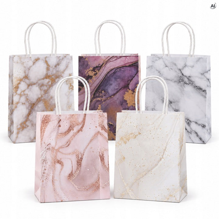 Torby Papierowe 15 × 8 × 21 cm Marmurkowe 5 szt.