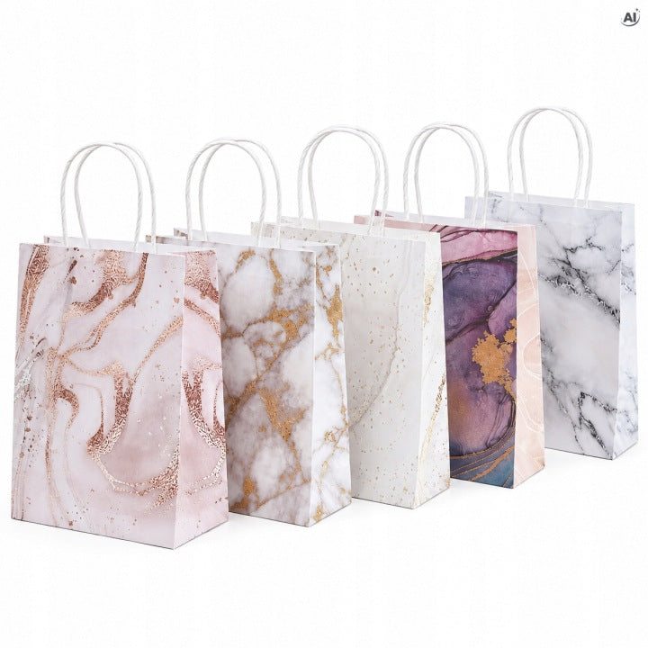 Torby Papierowe 15 × 8 × 21 cm Marmurkowe 5 szt.