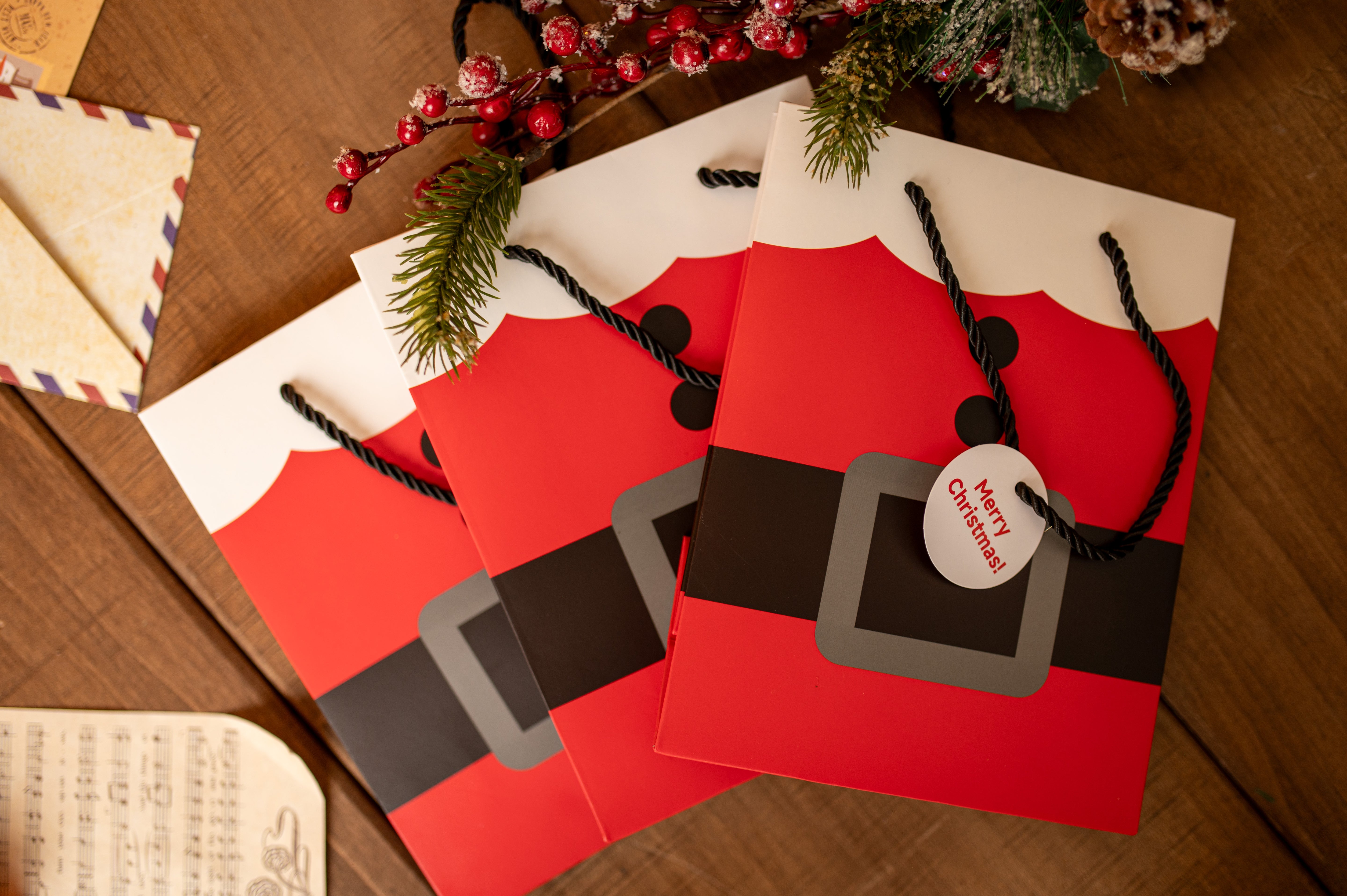 Torba Papierowa Strój Mikołaj 175x75x225mm 3szt