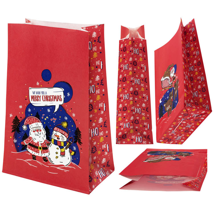 Torba papierowa klockowa 160x80x270mm czerwona We Wish You a Merry Christmas