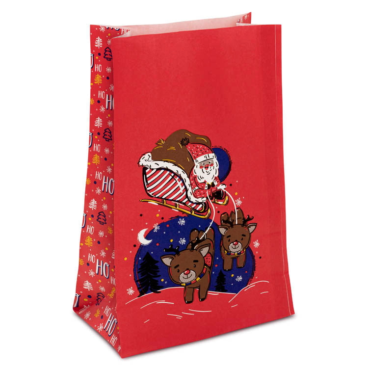 Torba papierowa klockowa 160x80x270mm czerwona We Wish You a Merry Christmas