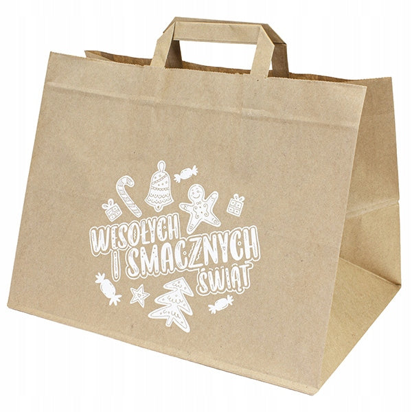 Torba Papierowa z uchwytem płaskim 320x220x245 Brązowa 5szt