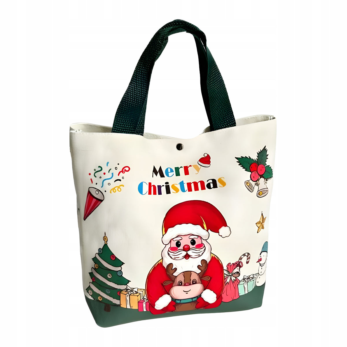 Torba prezentowa świąteczna z Mikołajem i reniferem, 29 cm