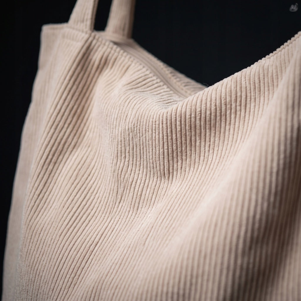 Torba sztruksowa shopper beżowa na ramię