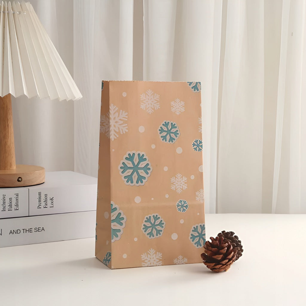 Torba Papierwa klockowa 240x80x13mm brązowa wzór Świąteczny 4szt.