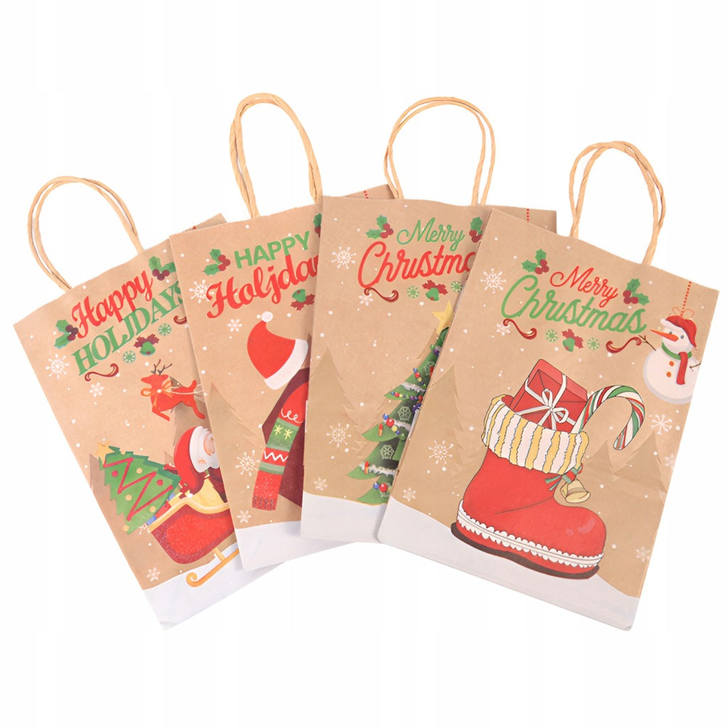 Torba Papierowa z uchwytem skręcanym 270x110x210mm brązowa wzór Świąteczny 4szt.