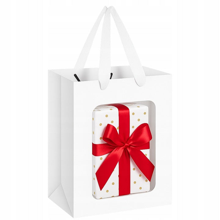 Torebki Papierowe z Okienkiem Białe 18×13×25cm