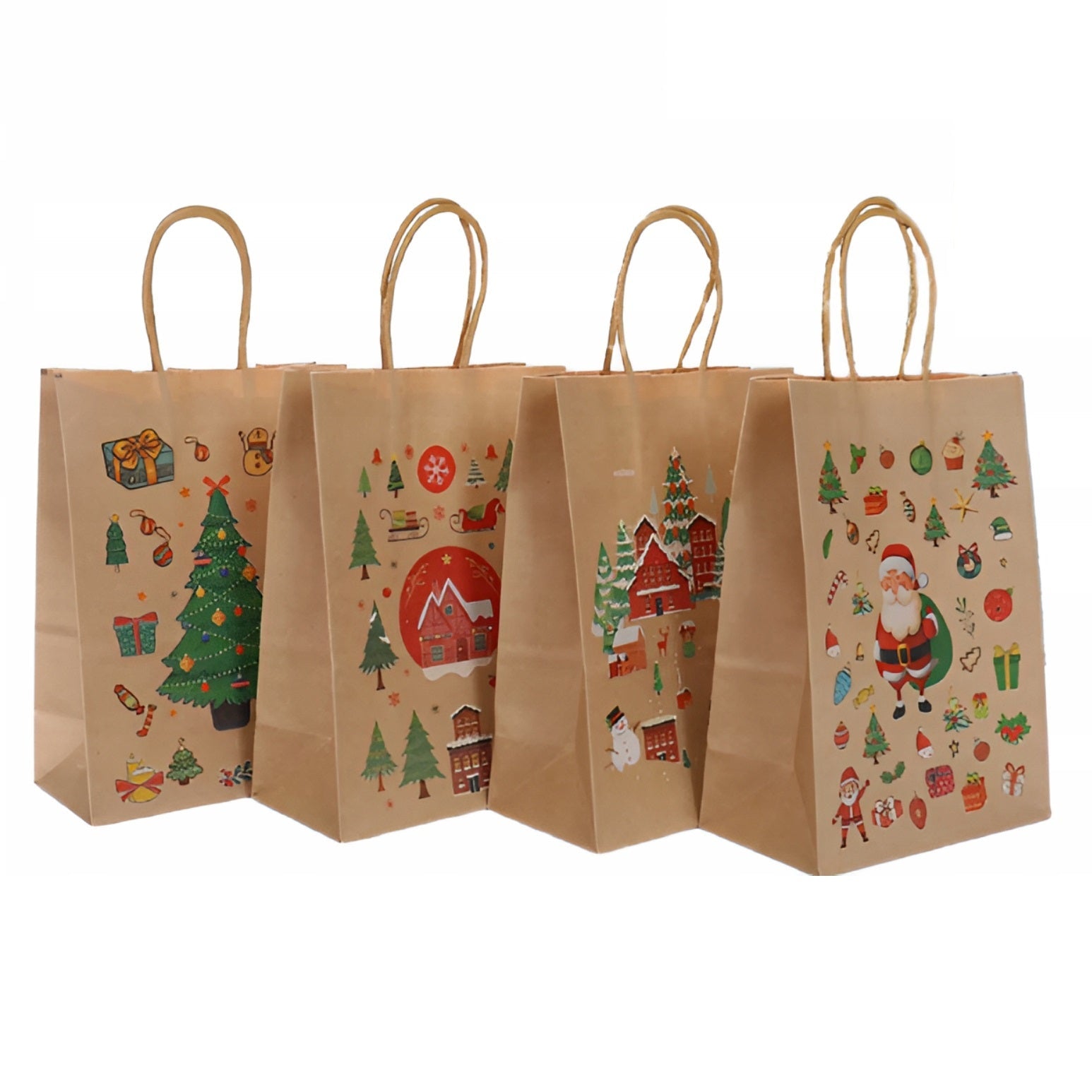 Torba Papierowa z uchwytem skręcanym 270x110x210mm brązowa wzór Świąteczny 4szt.
