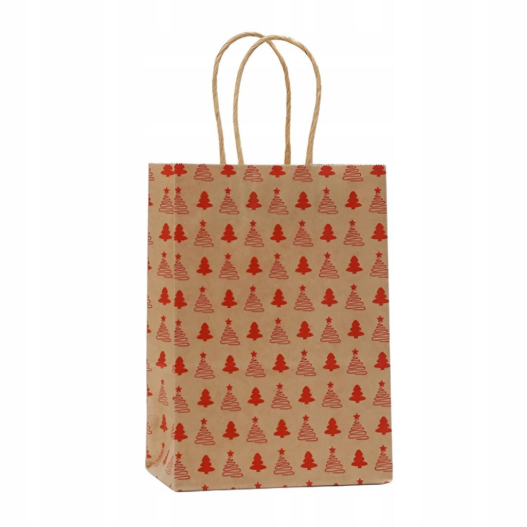 Torba Papierowa z uchwytem skręcanym 330x120x260mm brązowa wzór Świąteczny 4szt.