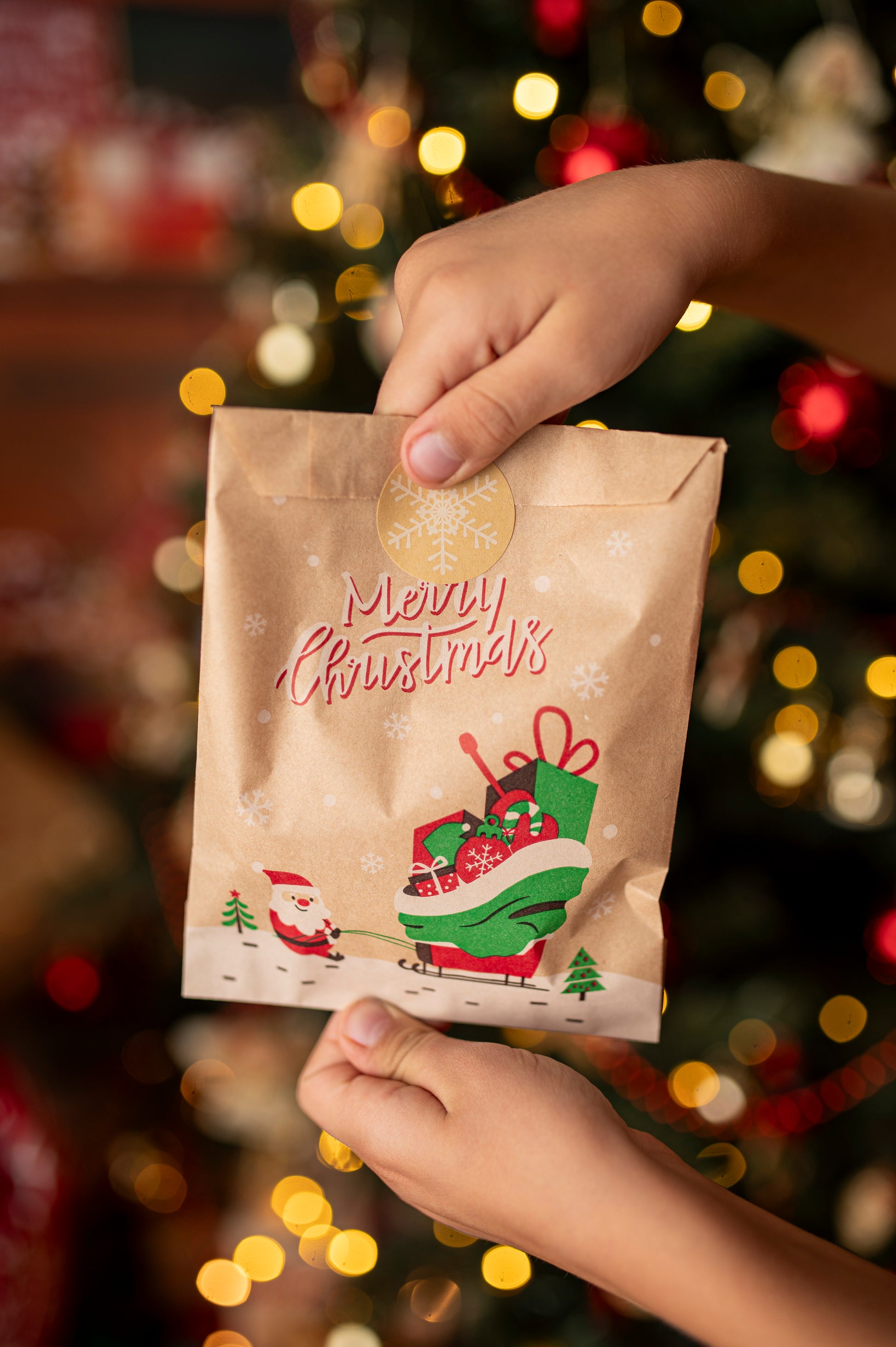 Papierowy kalendarz adwentowy 130x180mm Kraft z naklejkami