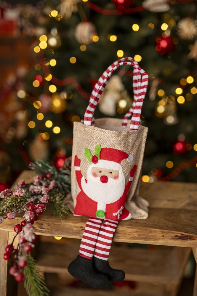 Torba Jutowa 150x185mm z motywem Mikołaja