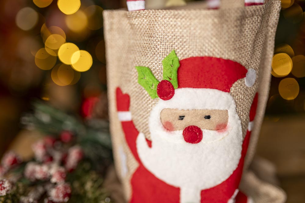 Torba Jutowa 150x185mm z motywem Mikołaja