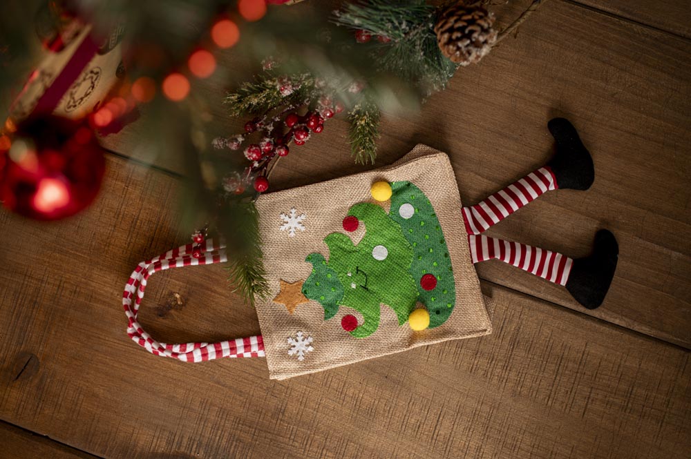 Torba Jutowa 150x185mm z motywem Choinki