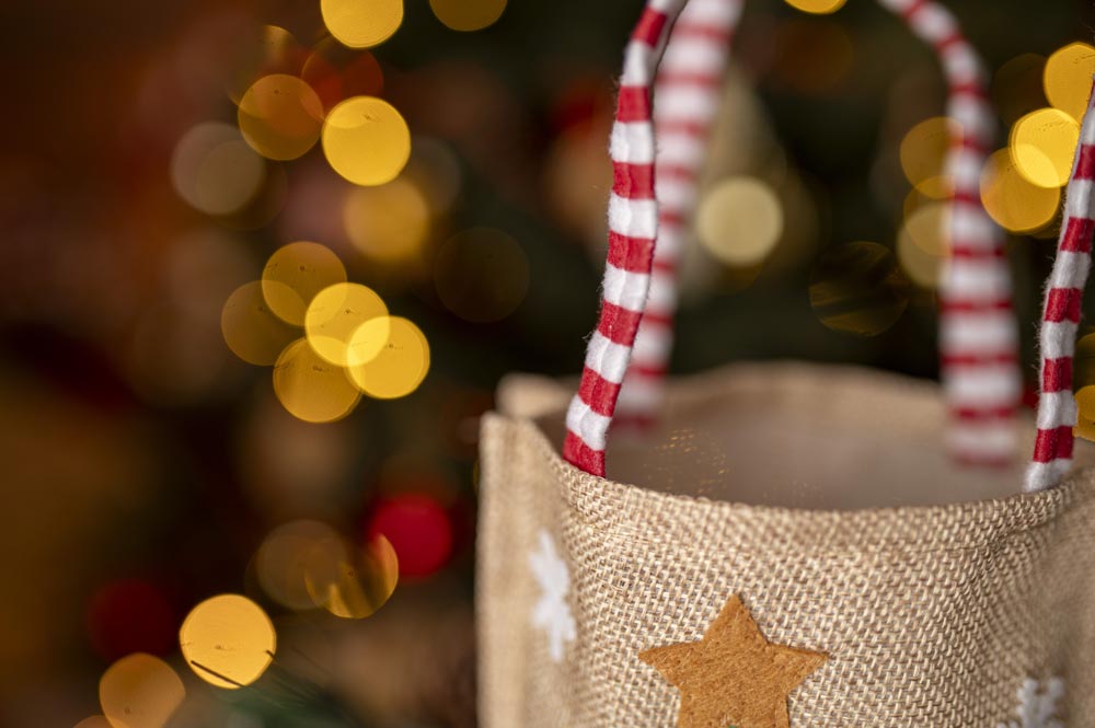 Torba Jutowa 150x185mm z motywem Choinki