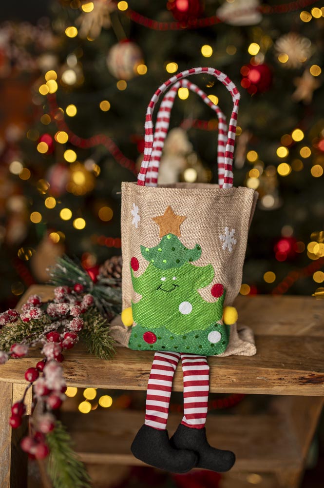 Torba Jutowa 150x185mm z motywem Choinki