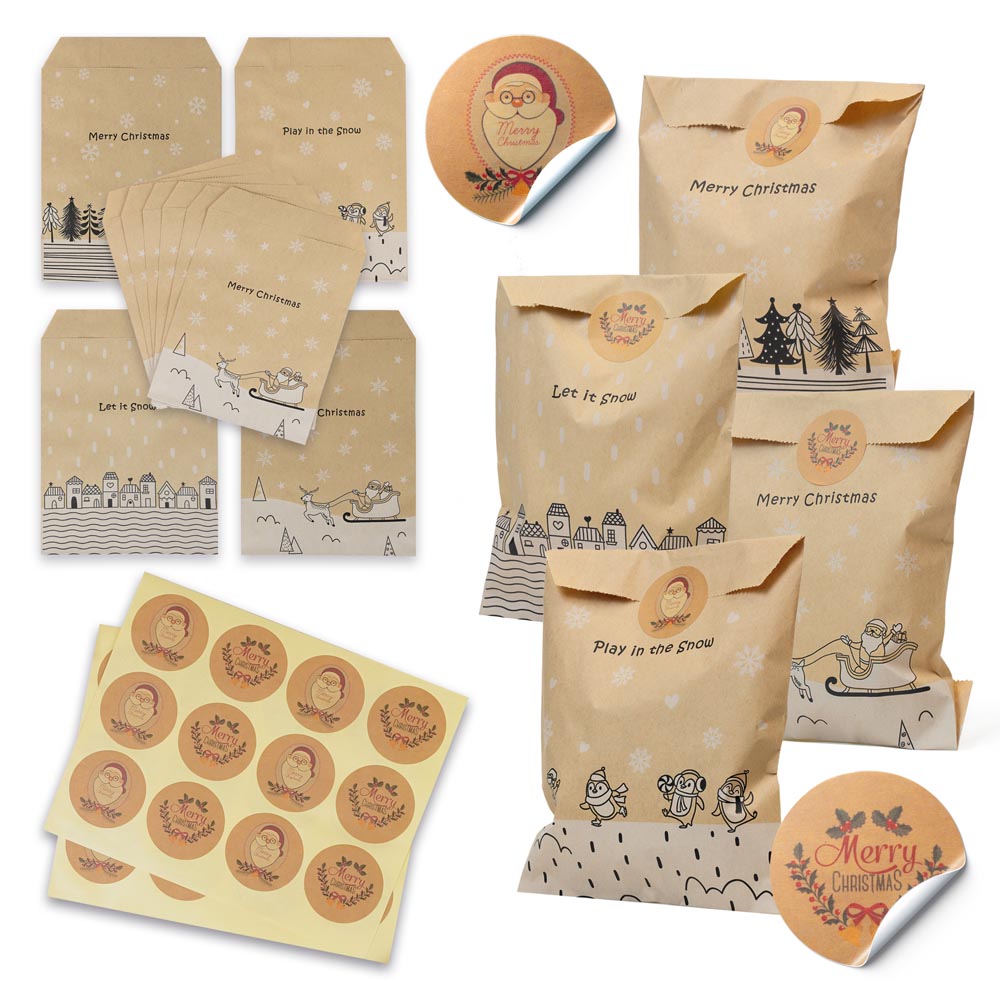 Papierowy kalendarz adwentowy 130x180mm  z motywem zimowym