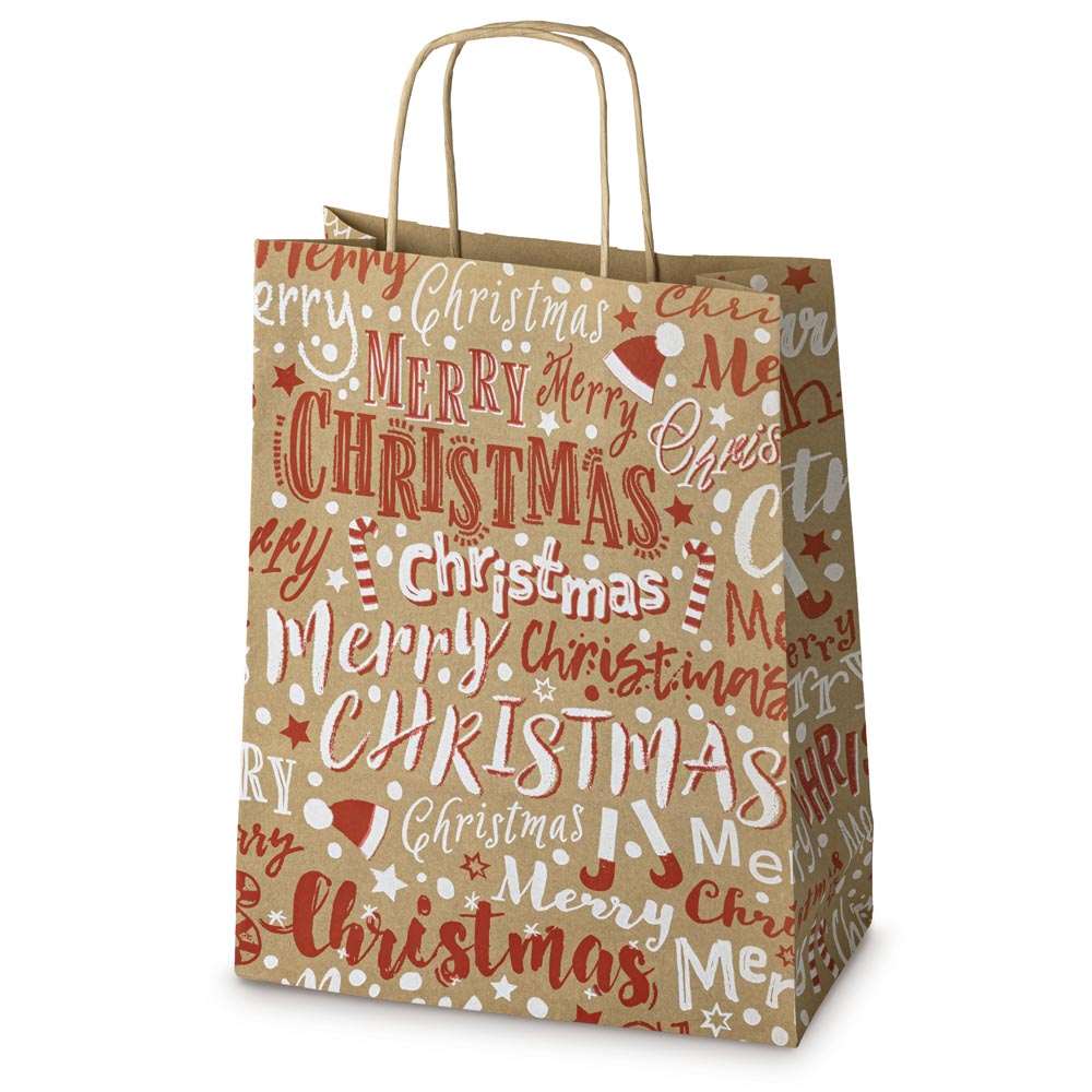 Torba papierowa świąteczna 240x100x320mm Merry Christmas