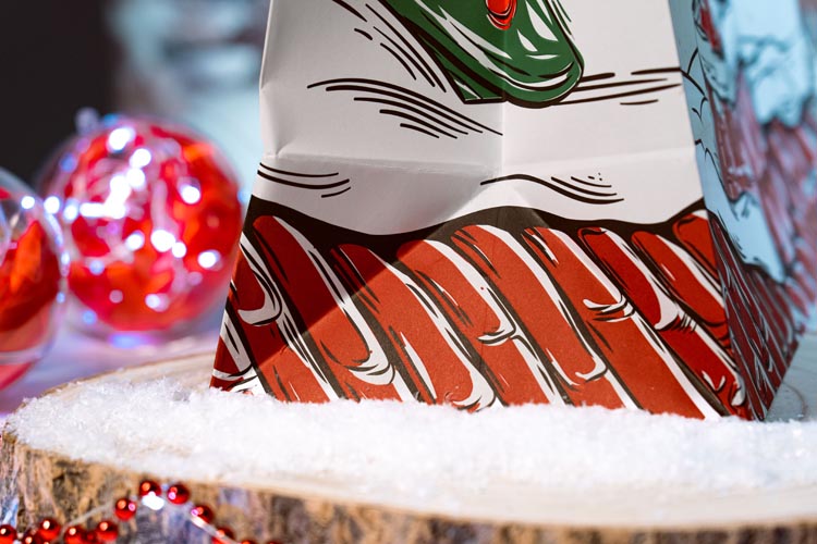 Torba papierowa świąteczna 400x180x390 mm Mikołaj i Elf