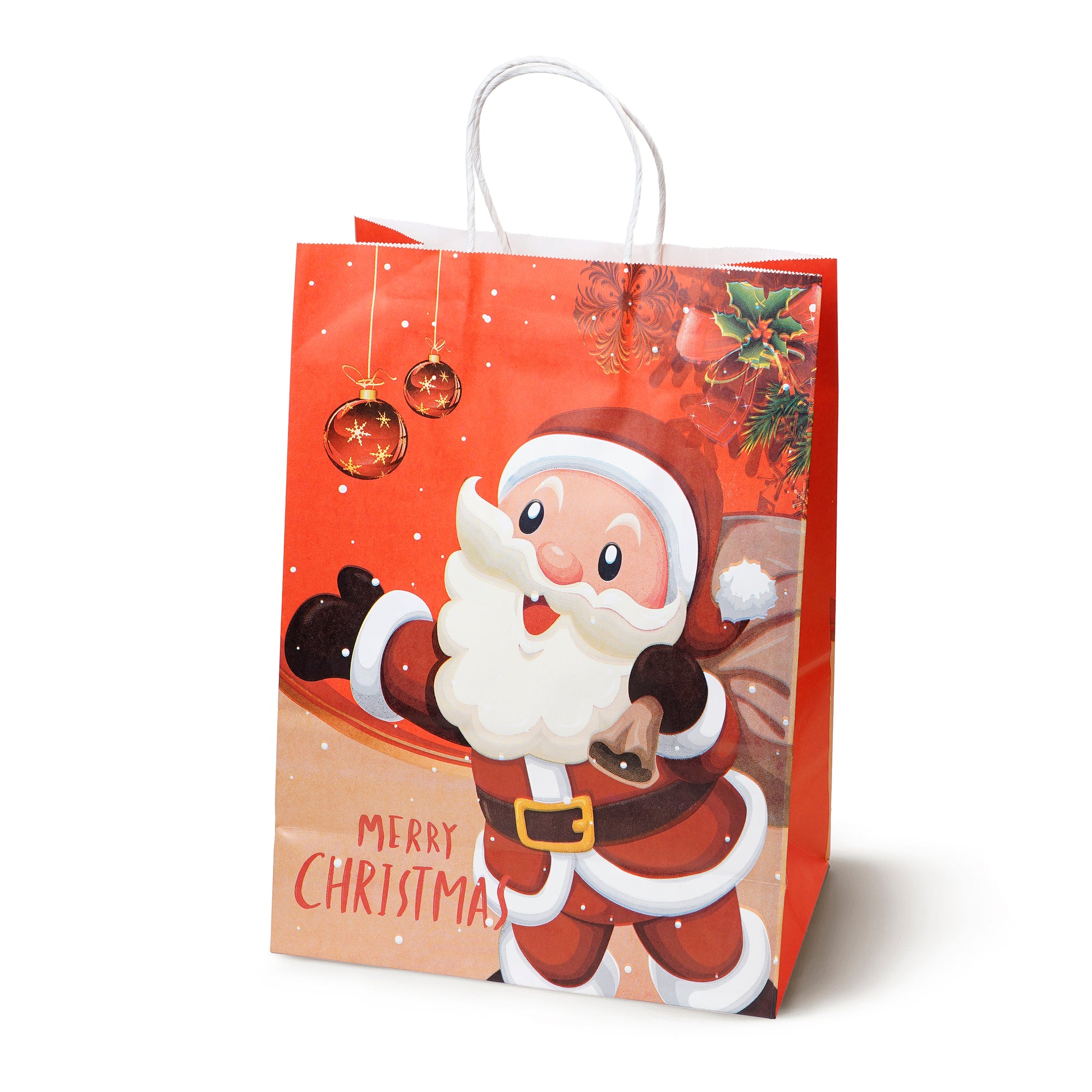 Torba Papierowa z uchwytem skręcanym 330x120x260mm czerwony Mikołaj 4szt.