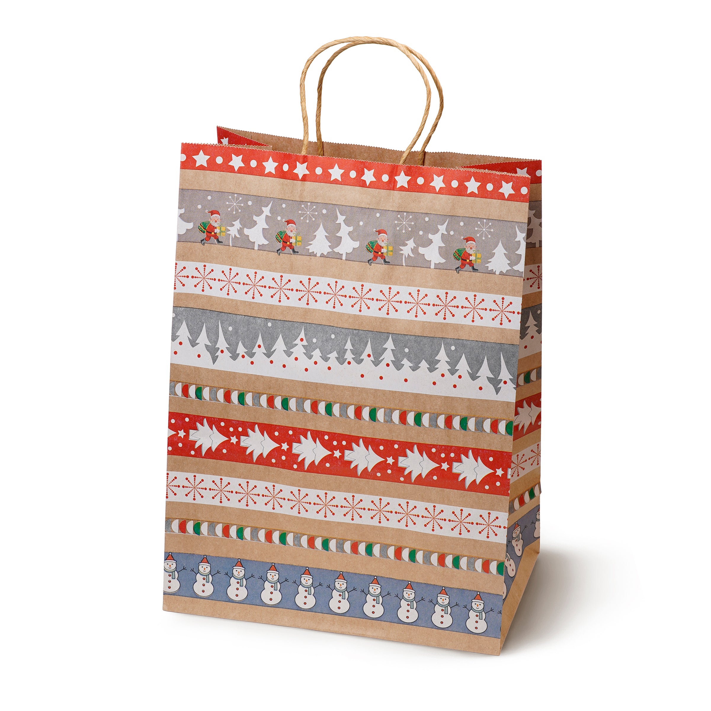 Torba Papierowa z uchwytem skręcanym 330x120x260mm brązowa wzór Świąteczny 4szt.