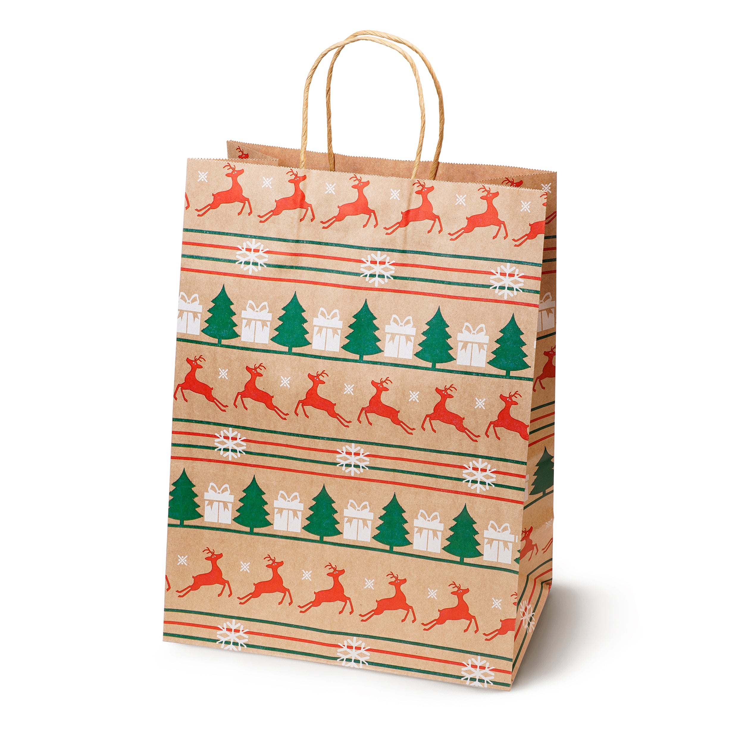 Torba Papierowa z uchwytem skręcanym 330x120x260mm brązowa wzór Świąteczny 4szt.