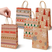 Torba Papierowa z uchwytem skręcanym 210x80x150 brązowa wzór Świąteczny 4szt.