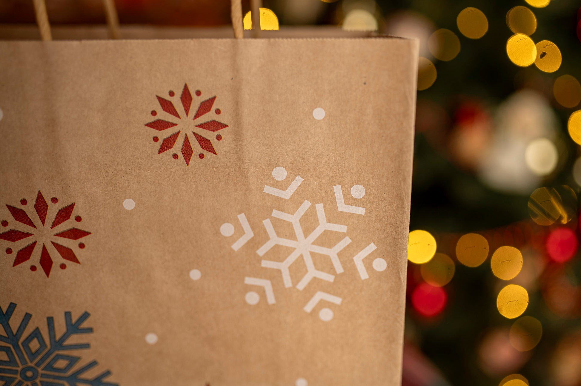 Torba Papierowa z uchwytem skręcanym 330x120x260mm brązowa wzór Świąteczny 4szt.