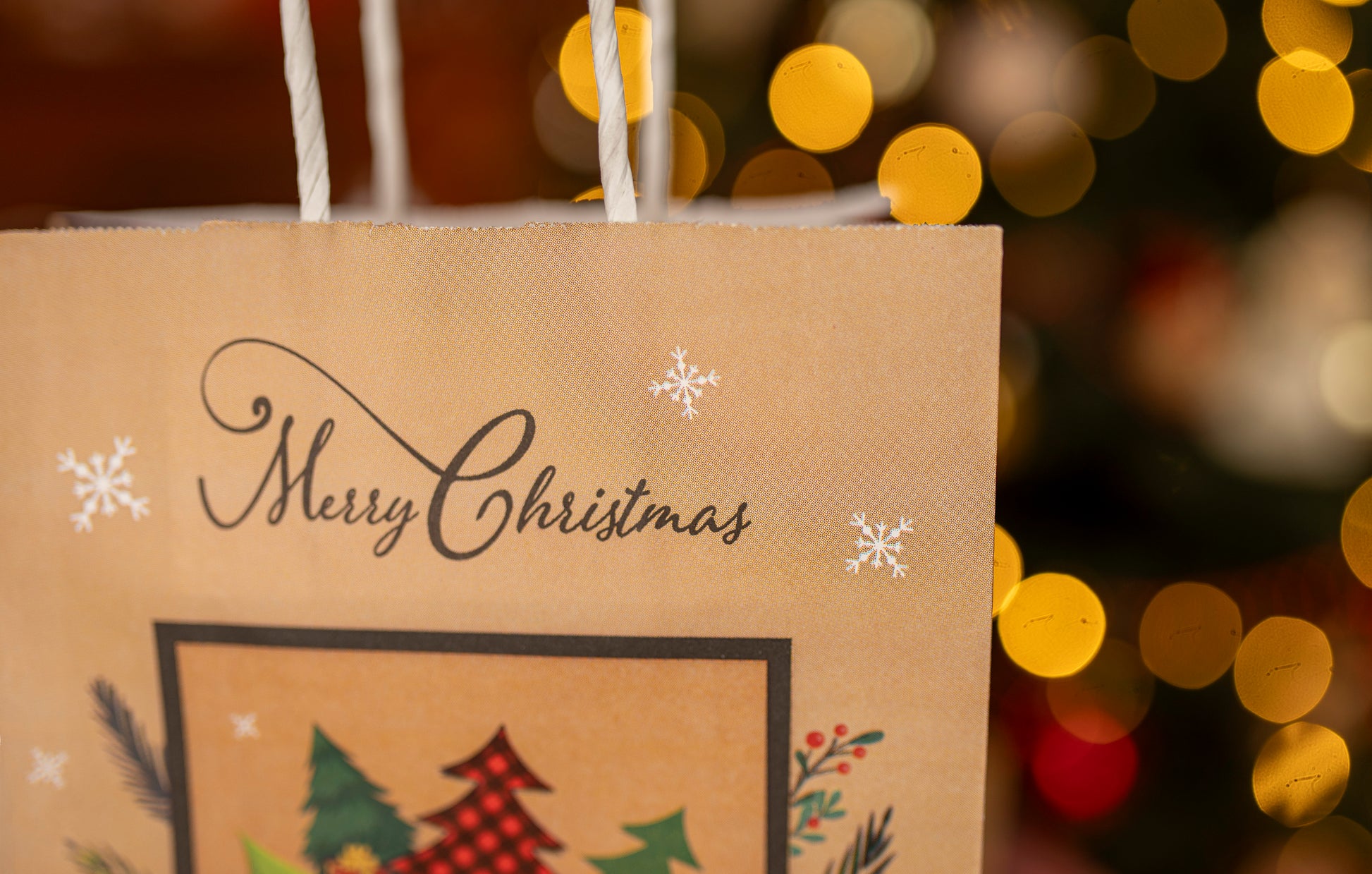 Torba Papierowa z uchwytem skręcanym 330x120x260mm czerwona krata wzór Świąteczny 4szt.