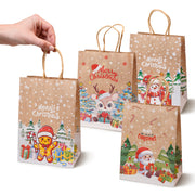 Torba Papierowa z uchwytem skręcanym 210x80x150mm brązowa wzór Świąteczny 4szt.