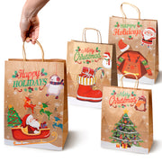 Torba Papierowa z uchwytem skręcanym 330x120x260mm brązowa wzór Świąteczny 4szt.