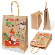 Torba Papierowa z uchwytem skręcanym 210x80x150mm brązowa wzór Świąteczny 4szt.