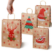 Torba papierowa świąteczna 150x80x210 mm Renifer Choinka Sanie Czapka 4szt.