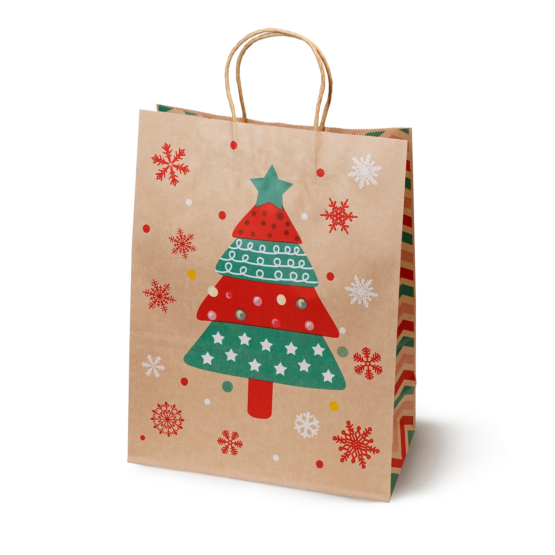 Torba Papierowa z uchwytem skręcanym 330x120x260 brązowa wzór Świąteczny 4szt.